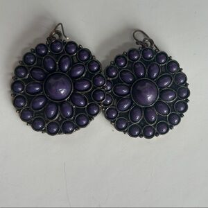 Wow! Mandala or Flower Style Hook Earrings in Copper Tone Metal